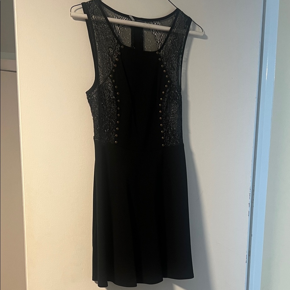Sparkle & Fade Juniors Black Lace Mini Dress
